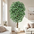 thumbnail image 5 of 6ft Ficus Artificial Trees with 3 Natural Curved Trunks, 72" Tall Lush Faux Tree for Home Decor Indoor, Green Lifelike Fake Ficus Tree, 5 of 5