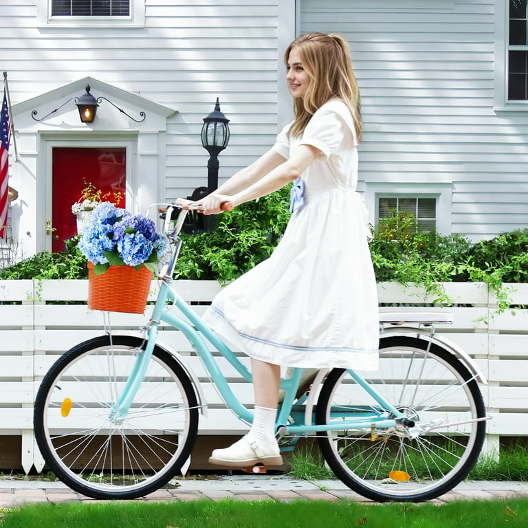 adult womens bicycle with basket VIRIBUS Beach Cruiser Bike for Women, Bike 24 inch, Cruiser Bike 1 Speed, Bike for Short Women, Step Through Bike, Commuting Bike, Bicycles for Women Lilypelle womens city bike is designed for urban living with a perfect blend of style and functionality 24 Inch Bikes for Women