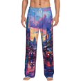 thumbnail image 1 of Kdxio Taxi Colorful Town Pattern Men's Pajama Pants, Elastic Waist with Drawstring and Pockets, Comfortable Loungewear-XX-Large, 1 of 6