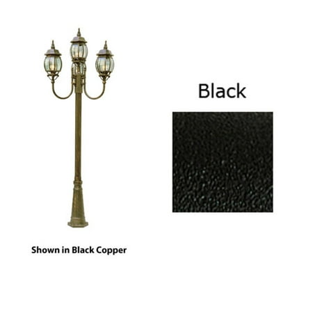 Four Light Black Clear Beveled, Hexagon Glass Post Light