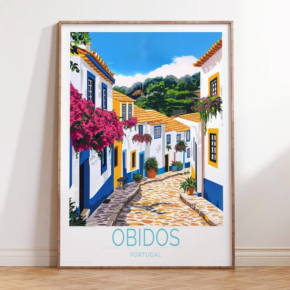 Obidos Portugal Housewarming Home Decor Travel Wall Art, Unframed Paper Print Size 8x12