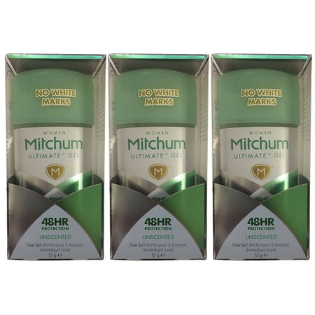 Pack of (3) Mitchum Women Ultimate Gel 48hr No White Marks Unscented 57g