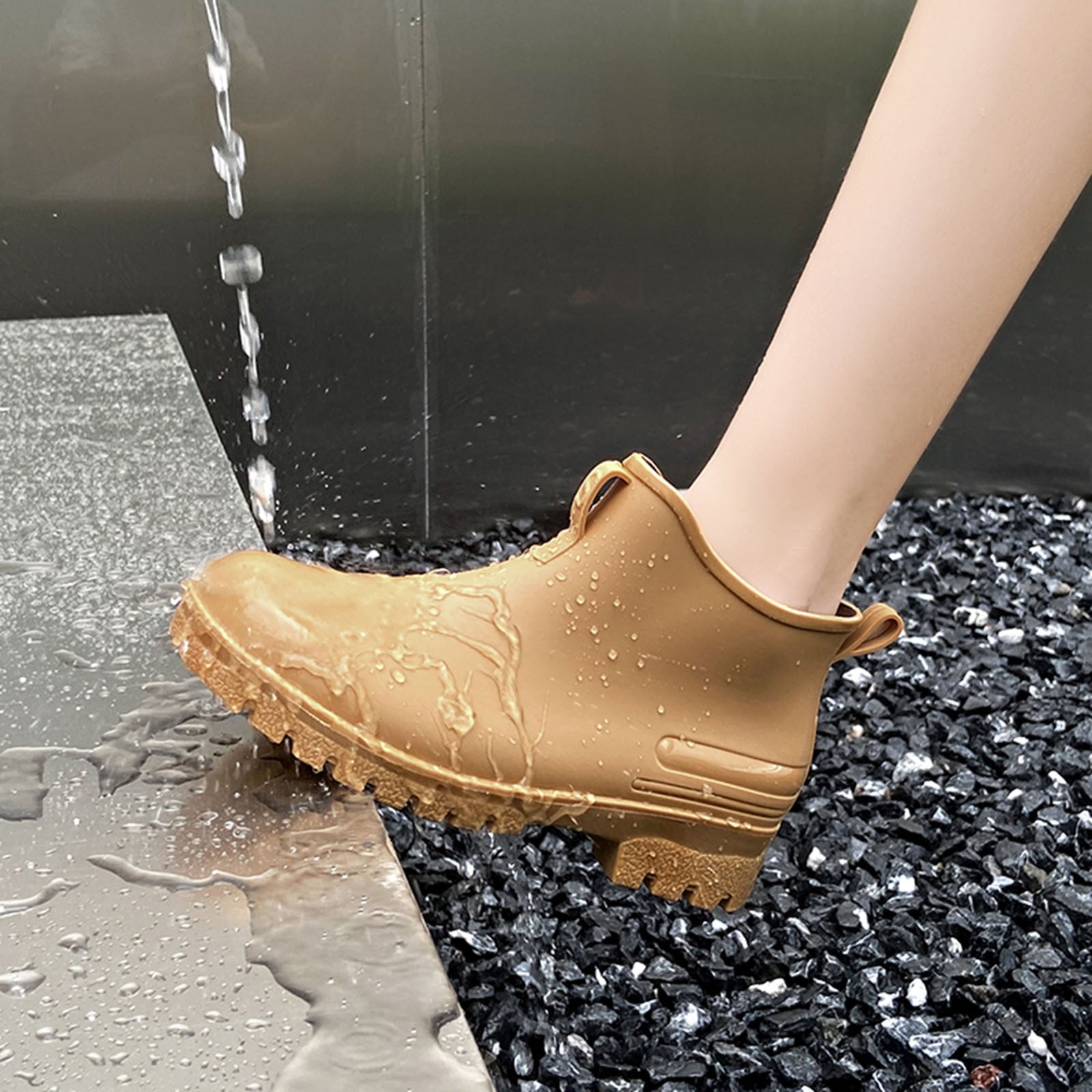 IUJSOY Short Rain Boots Women Fashion Waterproof Chelsea Boots for Women Outdoor Mud Garden Shoes