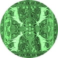 thumbnail image 1 of Ahgly Company Machine Washable Indoor Round Animal Emerald Green Traditional Area Rugs, 4' Round, 1 of 4