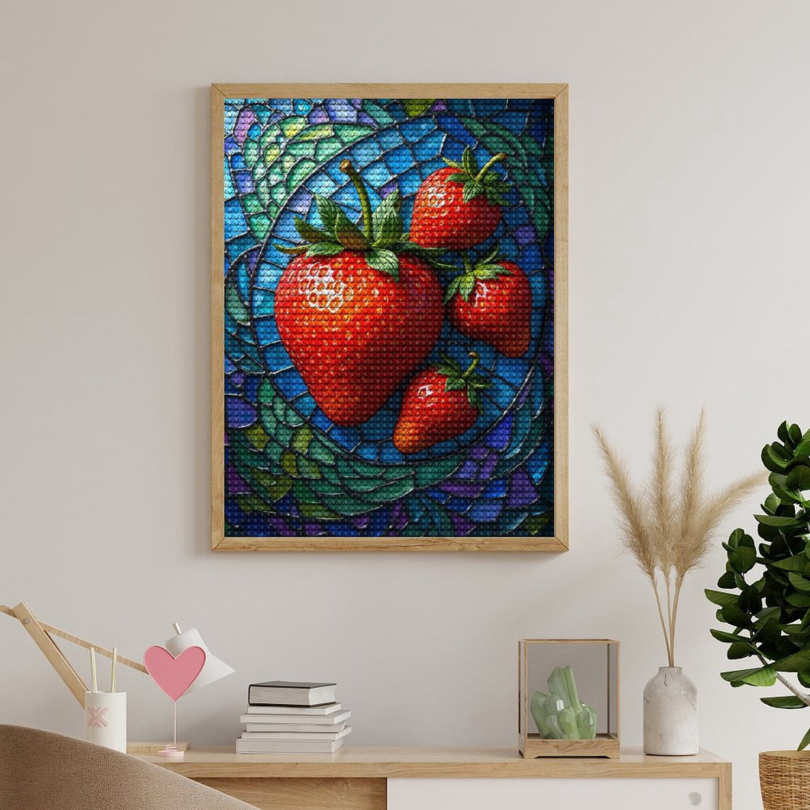 Diamond Art Kits for Adults, Strawberries Mosaic Art Pattern 5D Diamond Painting Kits for Adults Beginners, DIY Full Drill Diamond Painting, Gem Art and Crafts 12x16