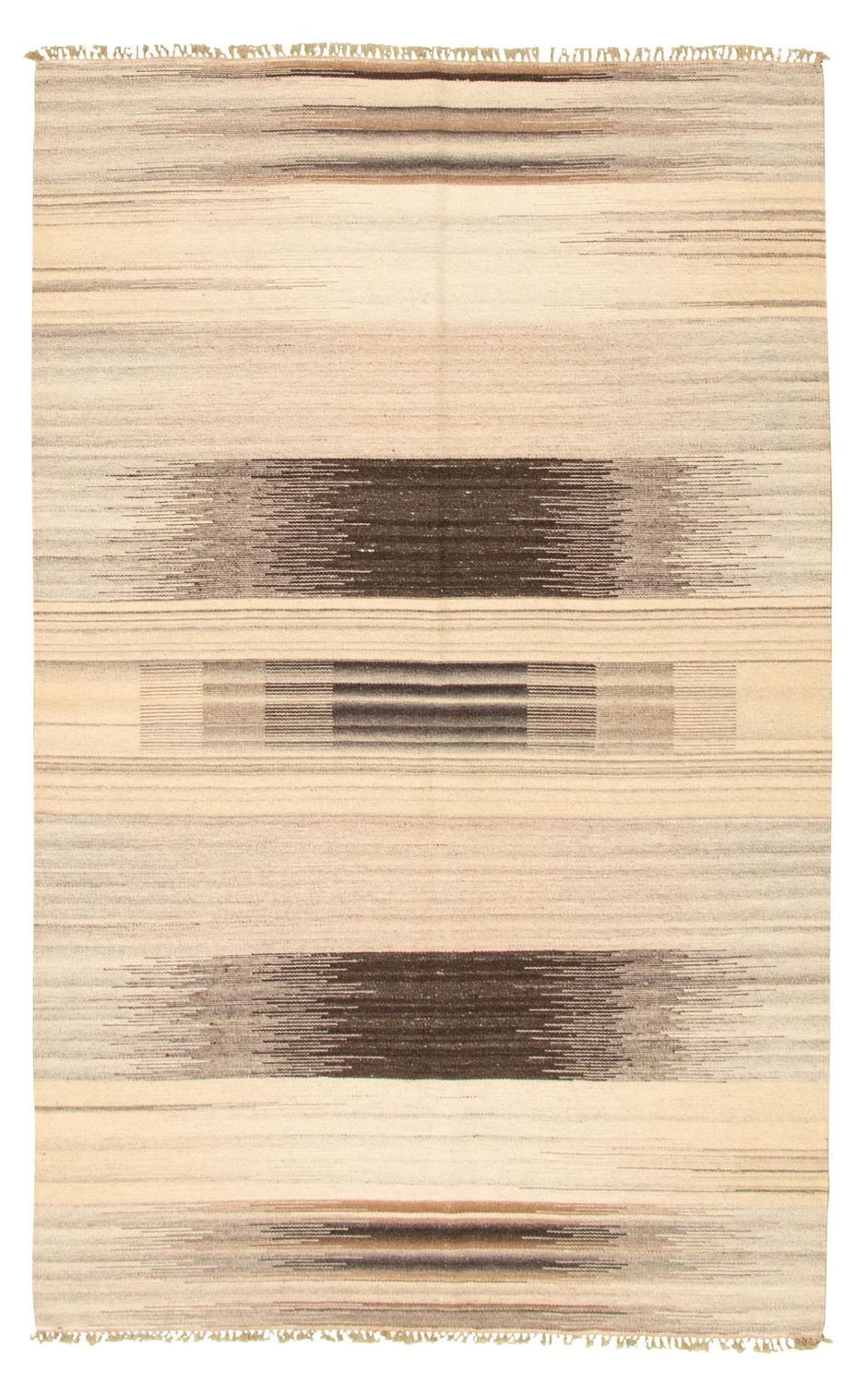 ECARPETGALLERY 5'0" x 8'0" Flat-weaves & Kilims Organica Hand Made Area Rug for Living Room, Dining Room and Bedroom in Ivory