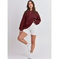thumbnail image 3 of Chandail à Manches Longues pour Femmes, Col Rond Décontracté, Coupe Ample, Chandail à Capuche, Polaire, Automne, 3 of 6