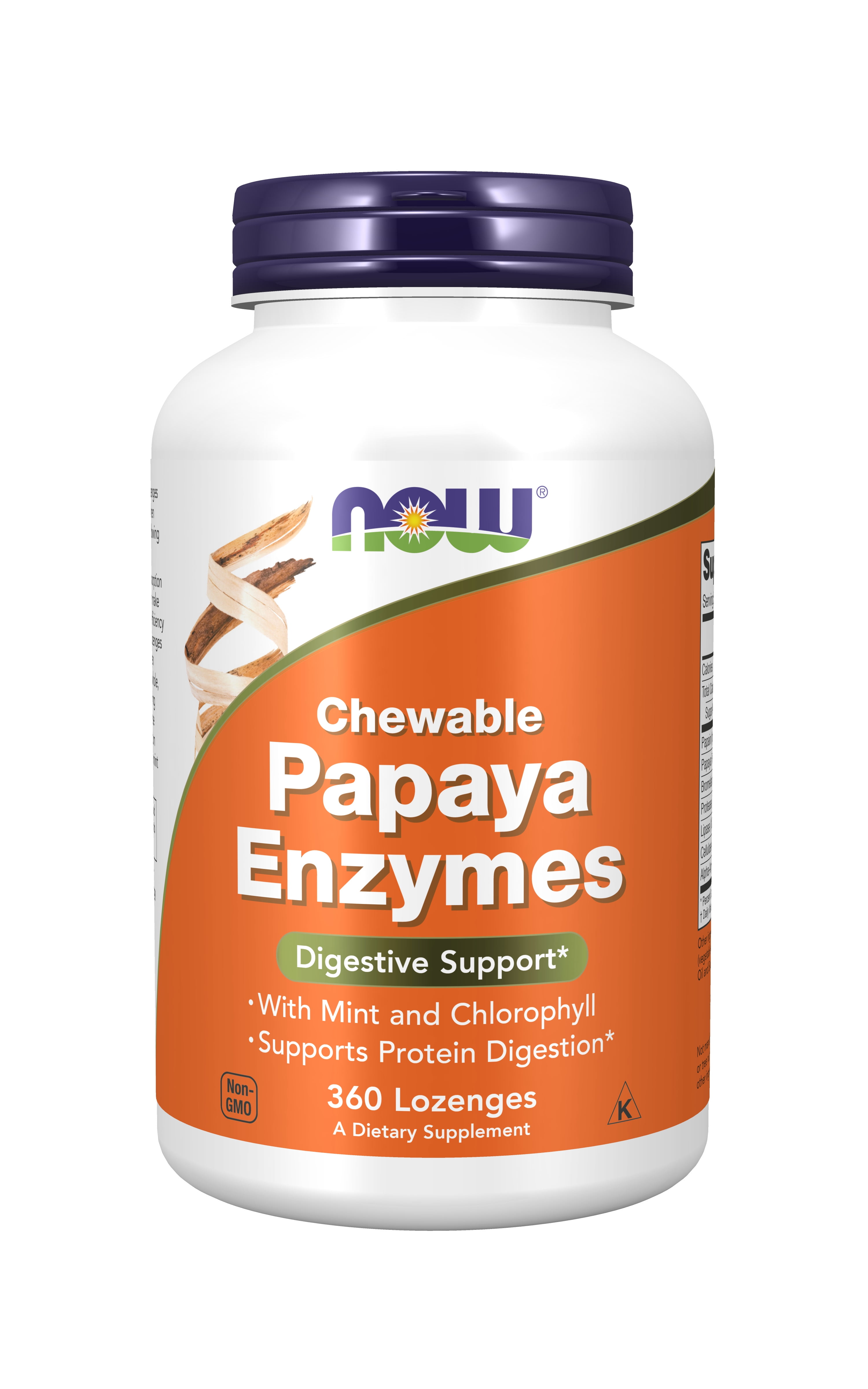NOW Supplements, Papaya Enzyme with Mint and Chlorophyll