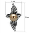 thumbnail image 2 of Luxe Jewelry Designs Women's Light Black IP Stainless Steel Ring with Brown Synthetic Pearl, Size 10, 2 of 4