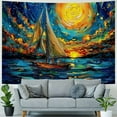 thumbnail image 4 of Awypu Starry Night Tapestry Aesthetic Sailing Boat Tapestry Galaxy Stars Wall Tapestry Van Gogh Oil Painting Tapestry Fantasy Forest Lake Landscape Wall Hanging for Room 50x40inch, 4 of 6