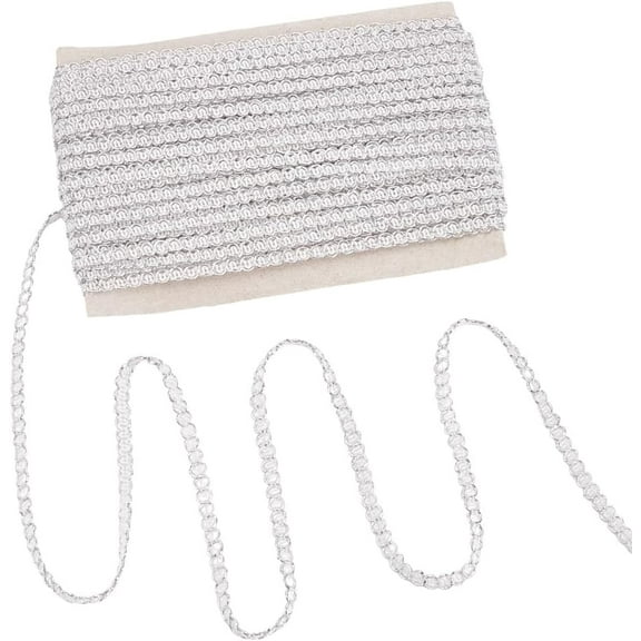 22 Yards Sliver Gimp Braid Trim 1/5inch Metallic Sliver Threads Lace Trim Polyester Decorative S Woven Braid Trim for Sewing Bag DIY Crafts Costume Curtain Lampshades