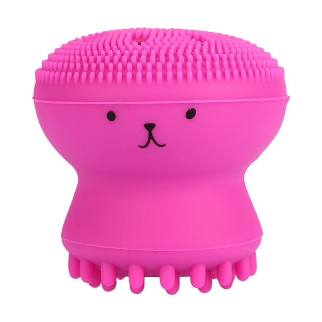 Cepillo de limpieza facial exfoliante, elimina la grasa, masajea, medusa, pulpo, herramienta de lavado, color rosa