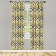 thumbnail image 3 of Ambesonne Ethnic Curtains, Chevron Waves Tribal, Pair of 28"x63", Yellow Black and White, 3 of 5