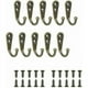 thumbnail image 1 of 10 ganchos individuales de bronce para pared, perchero, tono bronce, con tornillos de montaje., 1 of 5