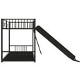 thumbnail image 7 of Bunk Bed Twin Over Twin, Metal Twin Bunk Bed with Slide and Ladder, Montessori Floor Beds with Guardrail, No Box Spring Required, Black, 7 of 7