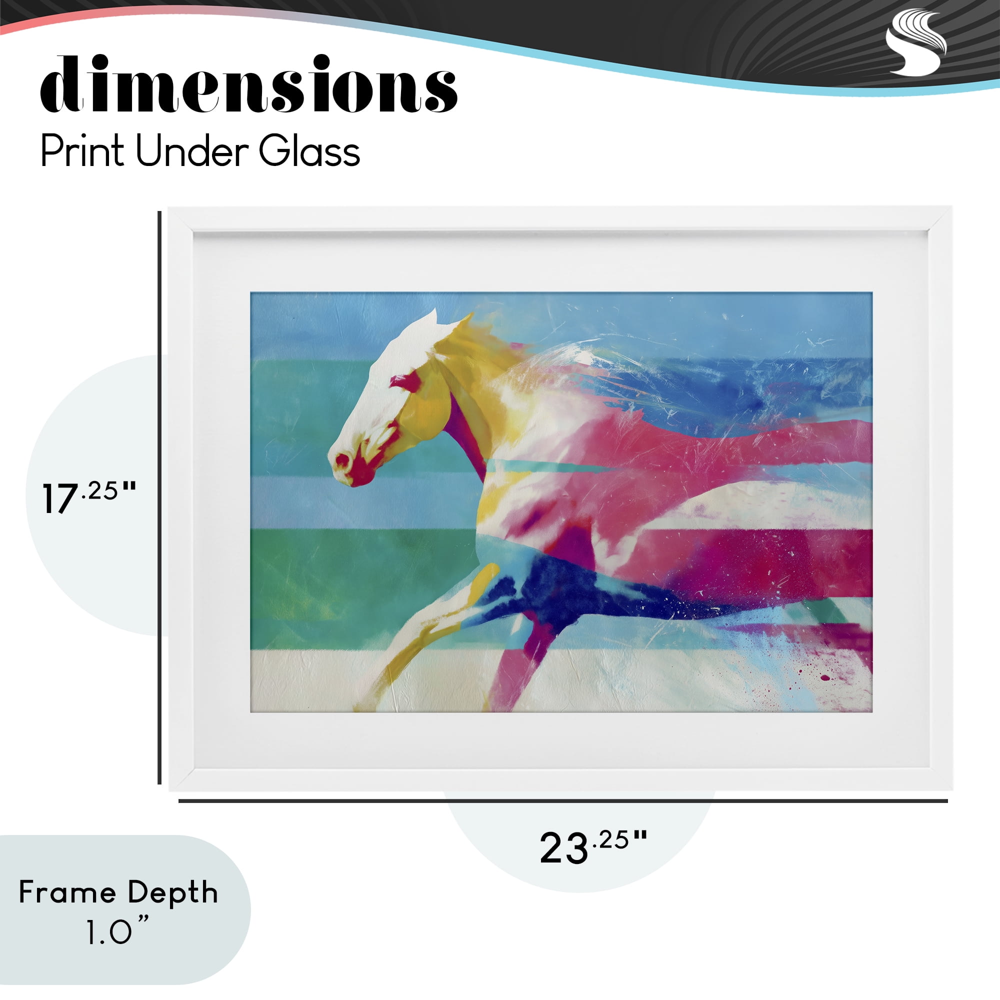 Stupell Industries Abstract Horse In Stripes White Framed Print Under Glass, design by Chromatic Storm Studio