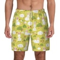 thumbnail image 2 of Picia Easter Bunny pattern Mens Swim Trunks with Compression Liner Stretch Beach Shorts Quick Dry with Zipper Pockets No-Chafing Board Shorts-3X-Large, 2 of 9