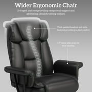 Ninecer High Back Executive Office Chair, Big and Tall PU Leather Office Chair, Heavy Duty Computer Desk Chair, Reclining Office Chair with Footrest 400lbs, Black