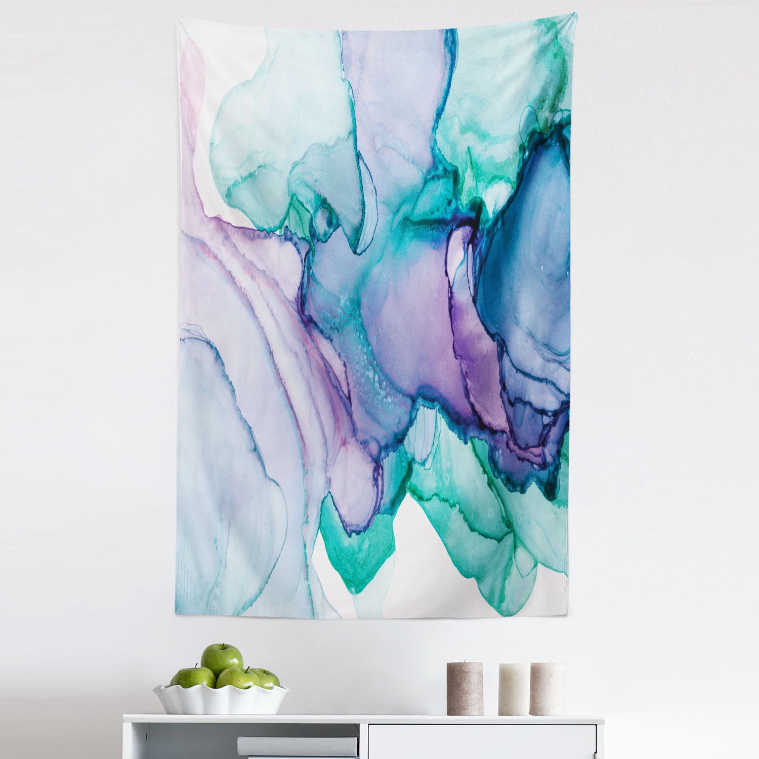 Marble Tapestry, Modern Cold Toned Soft Colors Watercolor Artwork ...