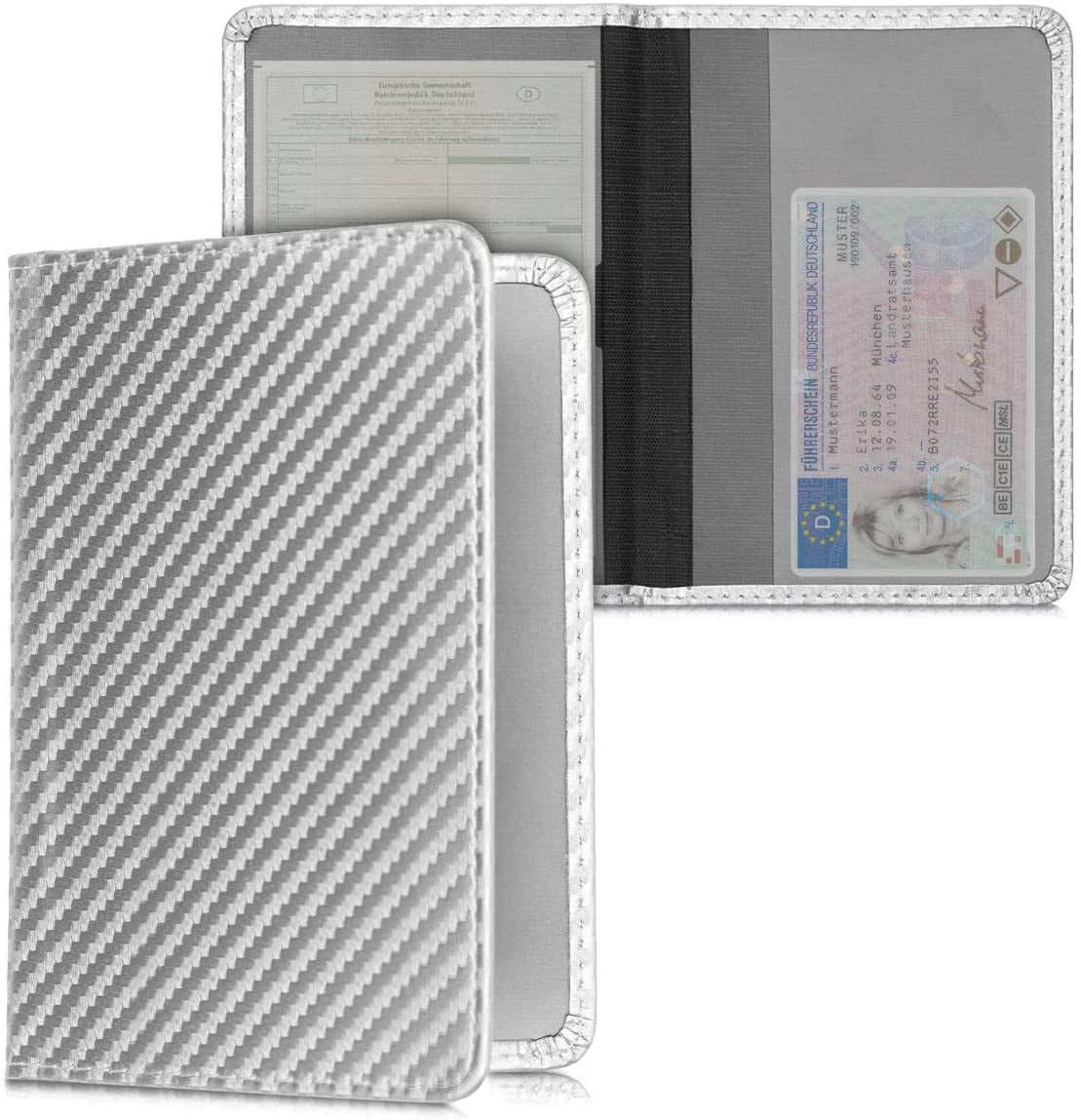 Grey Car Document Holder for Vehicle Documents and Cards PU Leather with Design kwmobile Registration and Insurance Holder 