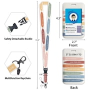 ID Badge Holder with Breakaway Lanyard and Retractable Reel Clip,Rainbow Color