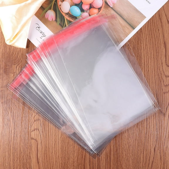 NICERIO 100Pcs Clear Adhesive Cellophane Bags for Home Party Retail and Kitchen Use