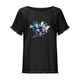 thumbnail image 4 of Blusa de manga corta con estampado regular de flecos y cuello redondo de algodón y cáñamo para mujer OAVQHLG3B Store  lin121212, 4 of 5