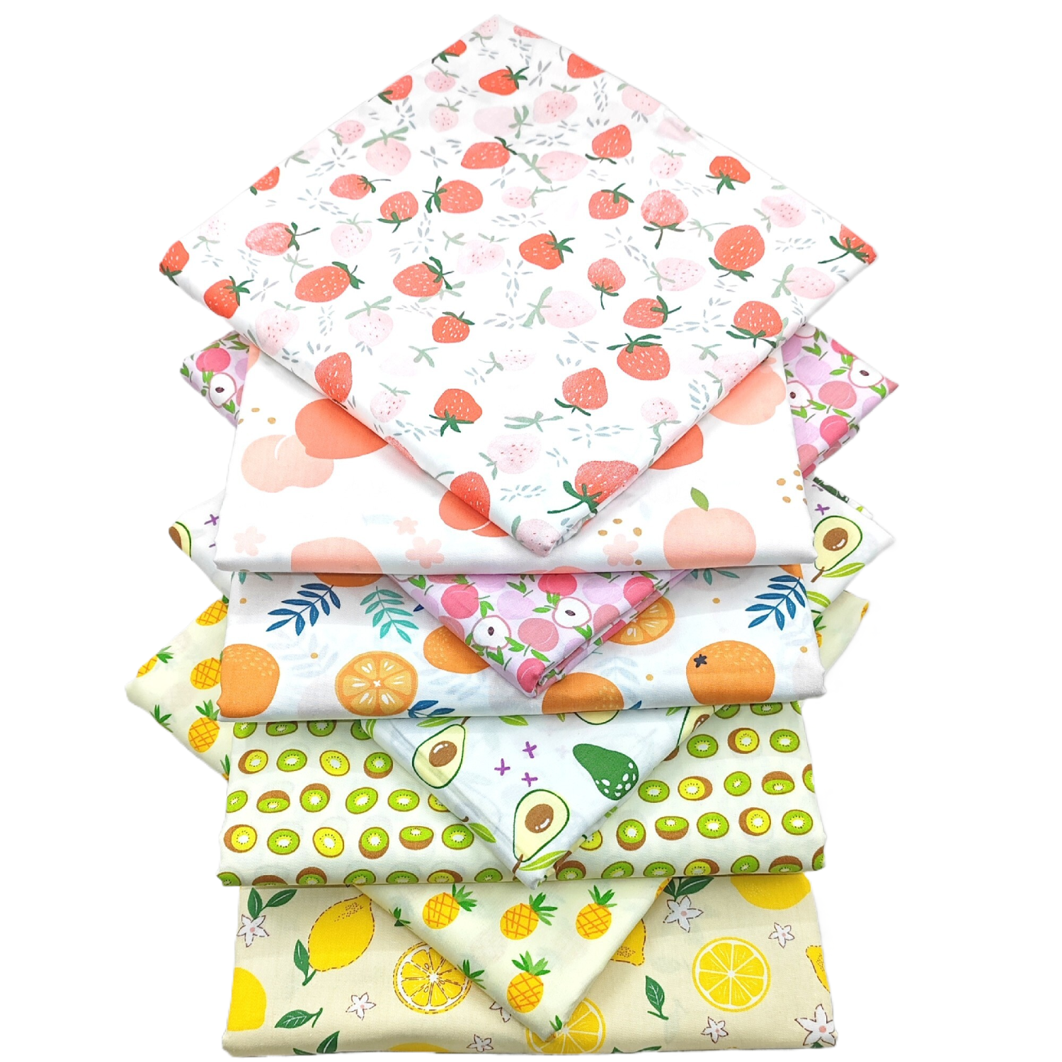 8Pcs 18x22 inch Quilting Cotton Fabric Squares Quilting Supplies Multi-Color Design Printed Floral Fabric for DIY(Fruit)