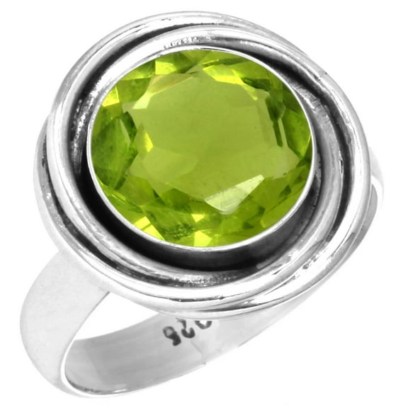 925 Silver Ring For Women - Men Green Peridot Quartz Stone Silver Ring Size 9.5 August Birthstone Hand Made Silver Ring Size 9.5 Gift For Girl Friend On Engagement 925 Gemstone Silver Jewelry