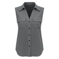 thumbnail image 3 of Favoffer Womens Sleeveless Cardigans Lapel Faux Linen Blend Solid Color Button Down Pocketed Casual Tank Tops Lightweight Shirts for Daily Office Weekend Outdoor, 3 of 7