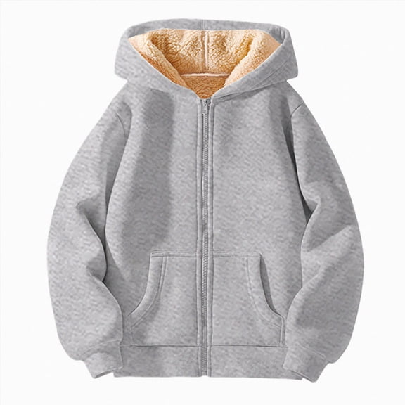 Staki Boys Hoodies Cozy Soft Fleece Sherpa Lined Zip Up Hoodie Sweatshirt for Boys 3-11Y(Gray,3-4 Years)