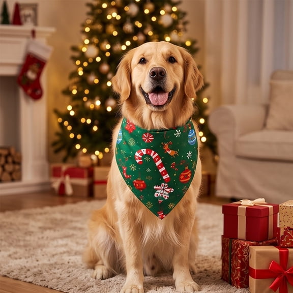 Christmas Dog Bandanas Christmas Printing dogs Kerchief Gifts Set Holiday Neckerchief Triangle Scarves for Small Medium Large & Extra Large Dogs Gift for Pet Parents