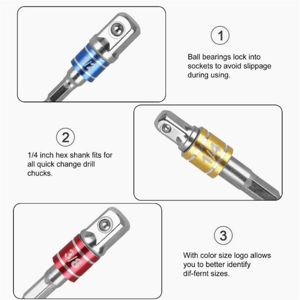 8Pcs Flexible Drill Bit Extension Set With 1/4In Hex Shank For Hex Nut Drivers Impact Hole Saws Shovel Drills