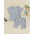 thumbnail image 4 of Suealasg Toddler Boy Summer Outfits 2Pcs Baby Boy Clothes Set Short Sleeve T-Shirts Tops Elastic Shorts Set 1T 2T 3T Infant Boy Beach Clothing, 4 of 7