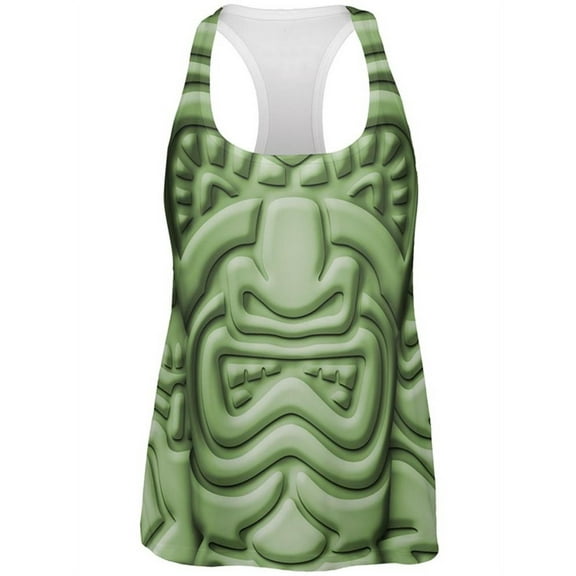 Tiki God Green Face Luau All Over Womens Work Out Tank Top Multi LG
