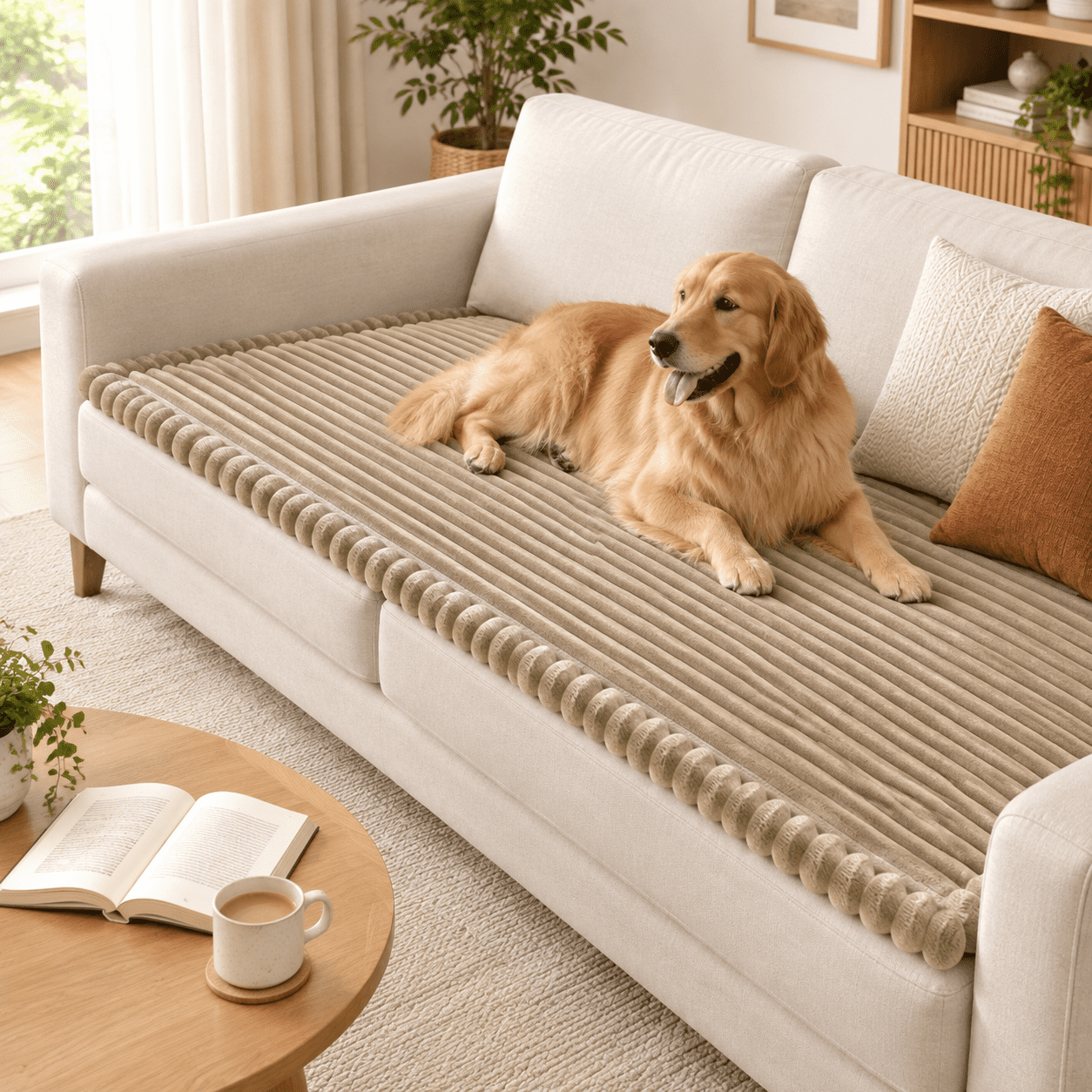 Pet Couch Covers For Sofa With Thick Filling And Non-slip Bottom Sectional Washable Friendly Pets(/27.5 x 59 Camel)
