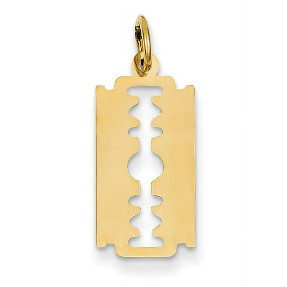 14k Yellow Gold Polished Razor Blade Charm Pendant