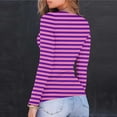 thumbnail image 4 of ITSAME Long Sleeve Shirts for Womens, Striped Stretch Fashion Crew Neck Casual Pullover Tops Purple 2XL, 4 of 8