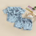 thumbnail image 4 of 2 Pcs Infant Pants Set  Boys Contrast Color Short Sleeve Hooded Pullover + Drawstring Shorts, 4 of 7
