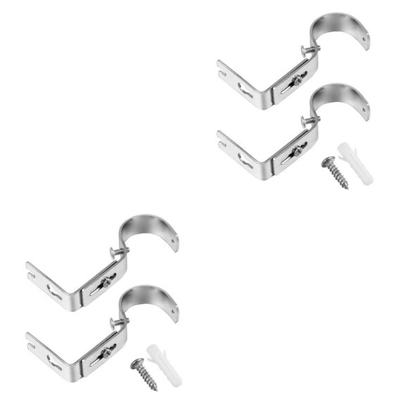 2 Pack Hooks Curtain Rod Bracket Modern Style Curtain Rod Holders 8.8x6cm Silver