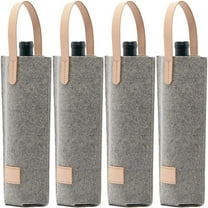 4-Pack Insulated Felt Wine Tote Bags, Single Bottle Carrier with Handles