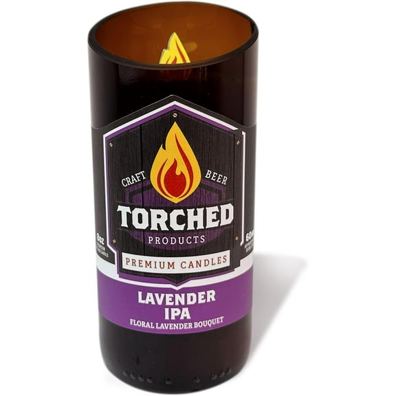 Torched Beer Scented Soy Wax Candles Lavender IPA Scent 8 OZ Jar Brown