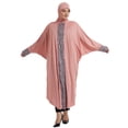 thumbnail image 4 of Women's Plus Size Abaya Maxi Dress Long Sleeve Batwing Sleeve Sequin Tassel Trim Loose Fit Caftan Robe Islamic Prayer Dress Elegant Evening Party Wedding Guest, 4 of 8