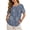 Blue Floral Leaf Plaid, variant on Green Leaf Print Casual Short Sleeve T Shirt for Women Linen-Like Crewneck Blouses Oversized Tops Lightweight Soft Tunic Pullover with Decorative Buttons, S