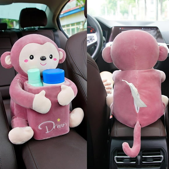 Soporte para Caja de Pañuelos de Coche, Organizador de Papel de Felpa Suave para El Hogar Y La Oficina, Caja de Almacenamiento de Pañuelos, Dispensado Mono Macarena sostenedor del tejido