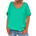 thumbnail image 1 of Timegard Womens Tops V Neck Short Sleeve Loose Blouse Summer Solid Color Casual Comfy Tops Basic Tee, 1 of 5