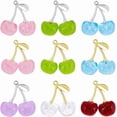 thumbnail image 1 of Dijes de cereza de 6 colores, 9 piezas de resina transparente, colgantes de cereza, cuentas de fruta, dijes colgantes DIY, 1 of 5