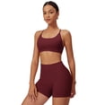 thumbnail image 2 of IDOPIP Women 2 Piece Seamless Backless Yoga Sets High Waist Shorts and Sports Bra Gym Athletic Clothing Outfits, 2 of 7