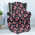 thumbnail image 4 of Watercolor Soft Flannel Fleece Throw Blanket, Nature Inspired Composition with Pink Garden Flora Vintage Petals, Cozy Plush for Indoor and Outdoor Use, 70" x 90", Navy Blue Coral, by Ambesonne, 4 of 5