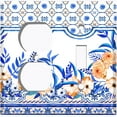 thumbnail image 4 of Metal Light Switch Plate Cover Peach Roses Blue Floral Tile Pattern TIL015, 4 of 13